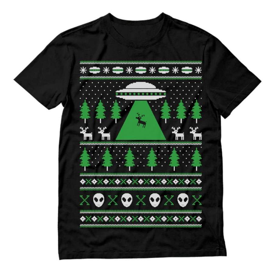 Alien Reindeer Abduction Ugly Christmas Sweater T-Shirt