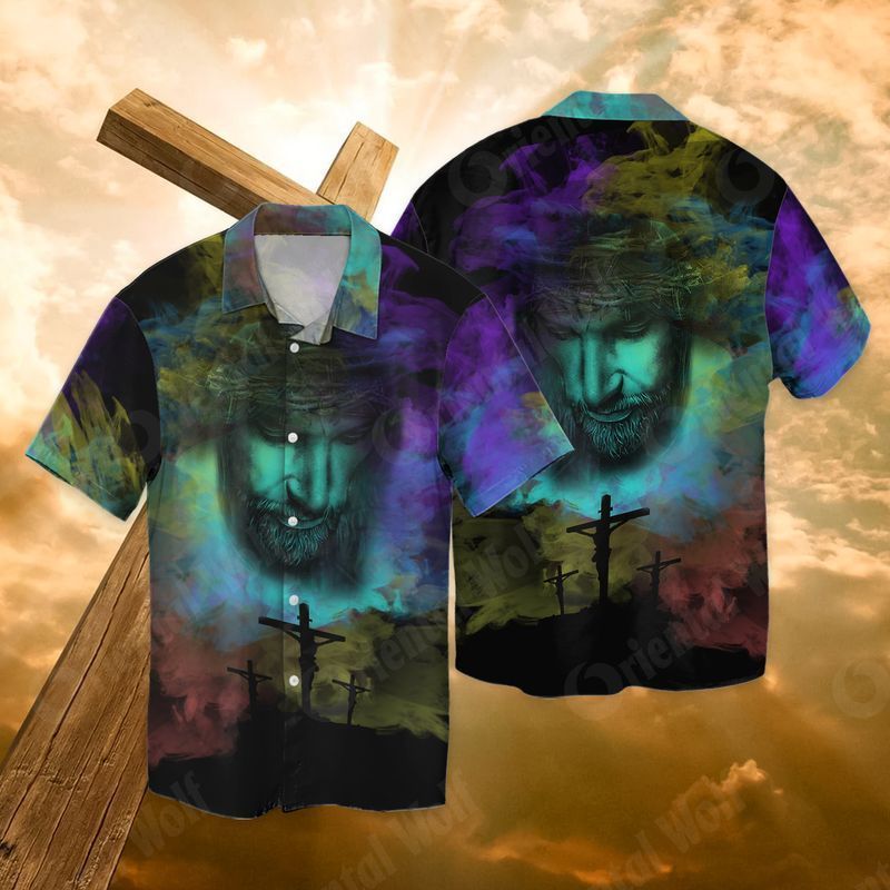 Water Color Jesus For Men And Women Graphic Print Short Sleeve Hawaii Casual Shirt Ha78603