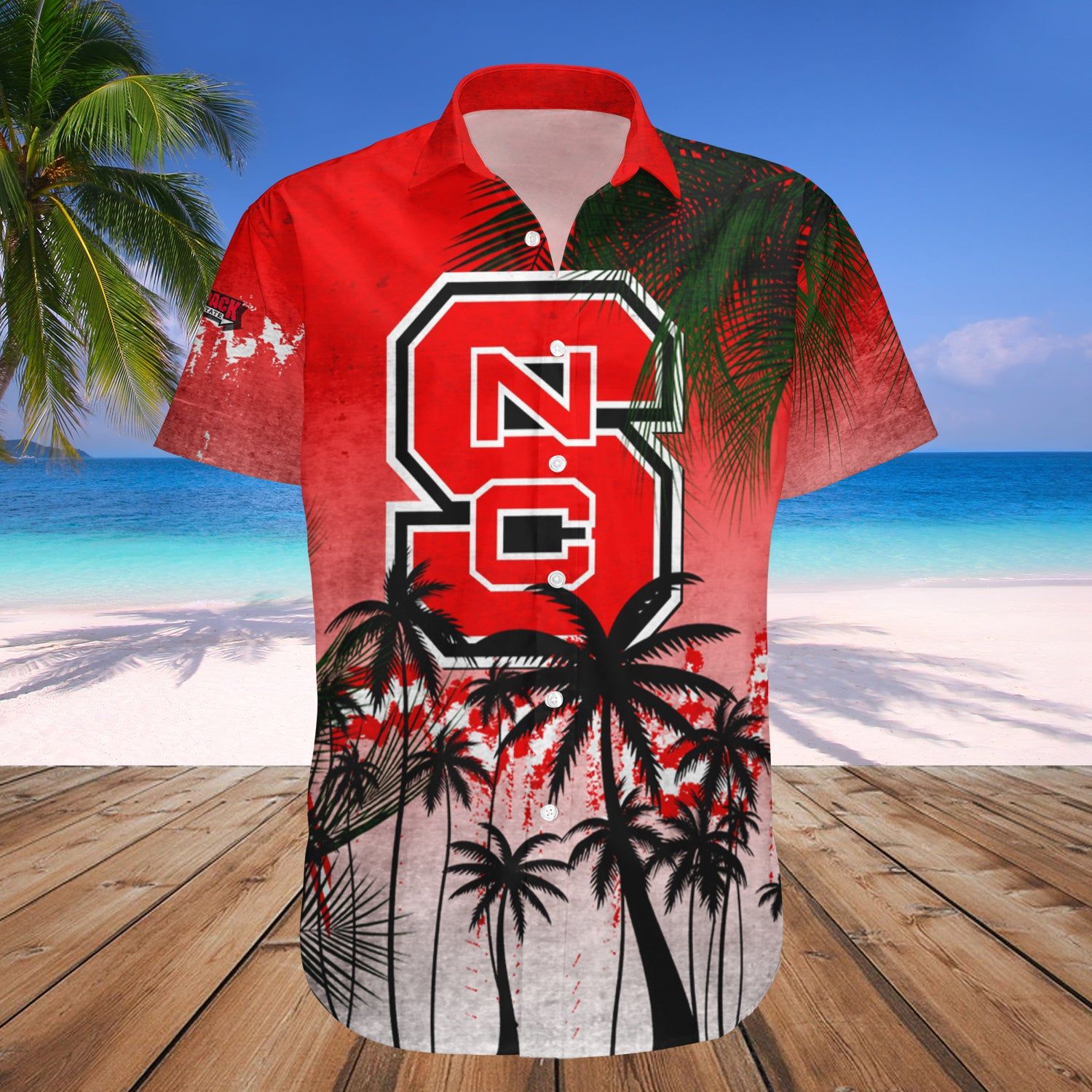 Nc State Wolfpack Hawaii Shirt Coconut Tree Tropical Grunge – NCCA