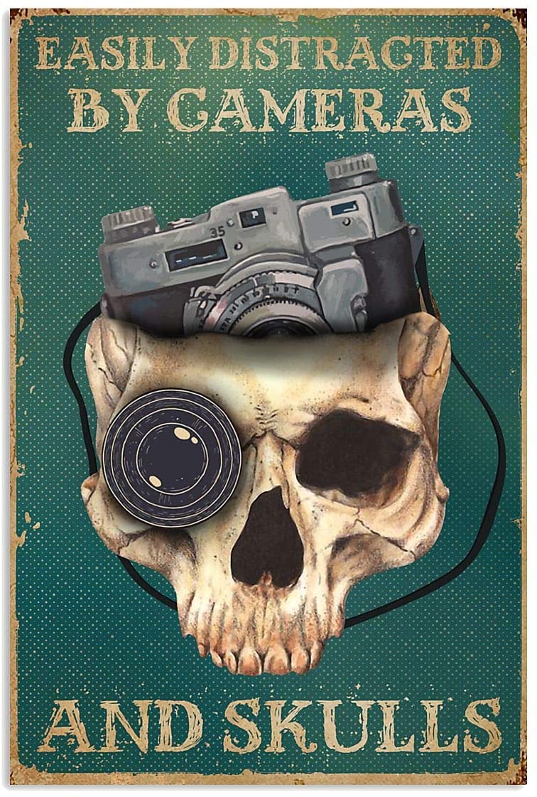 Easily Distracted By Cameras And Skulls Skeleton Halloween Theme Hobby Photography Canvas And Poster, Canvas Prints, My Poster Wall, Canvas Wall Art, Wall Decor Visual Art, Halloween Gift, Happy Halloween (2)