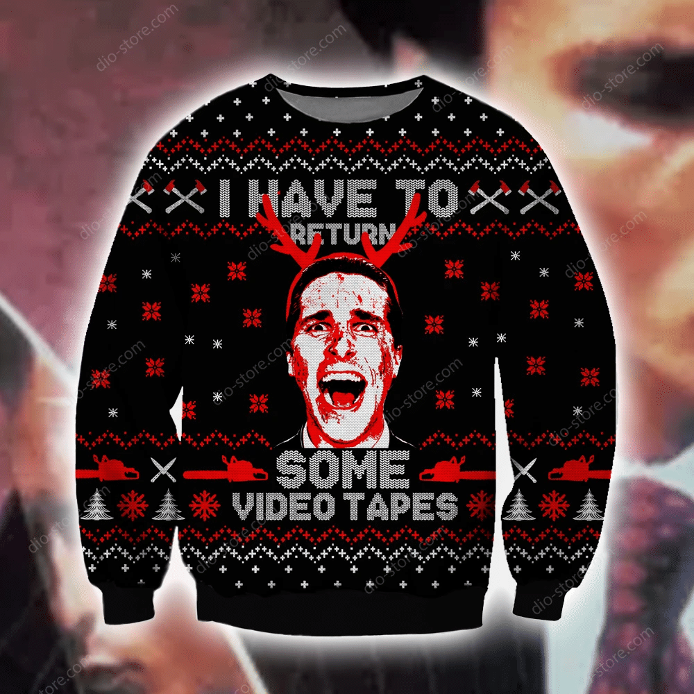 American Psycho Knitting Pattern 3D Print Ugly Sweater