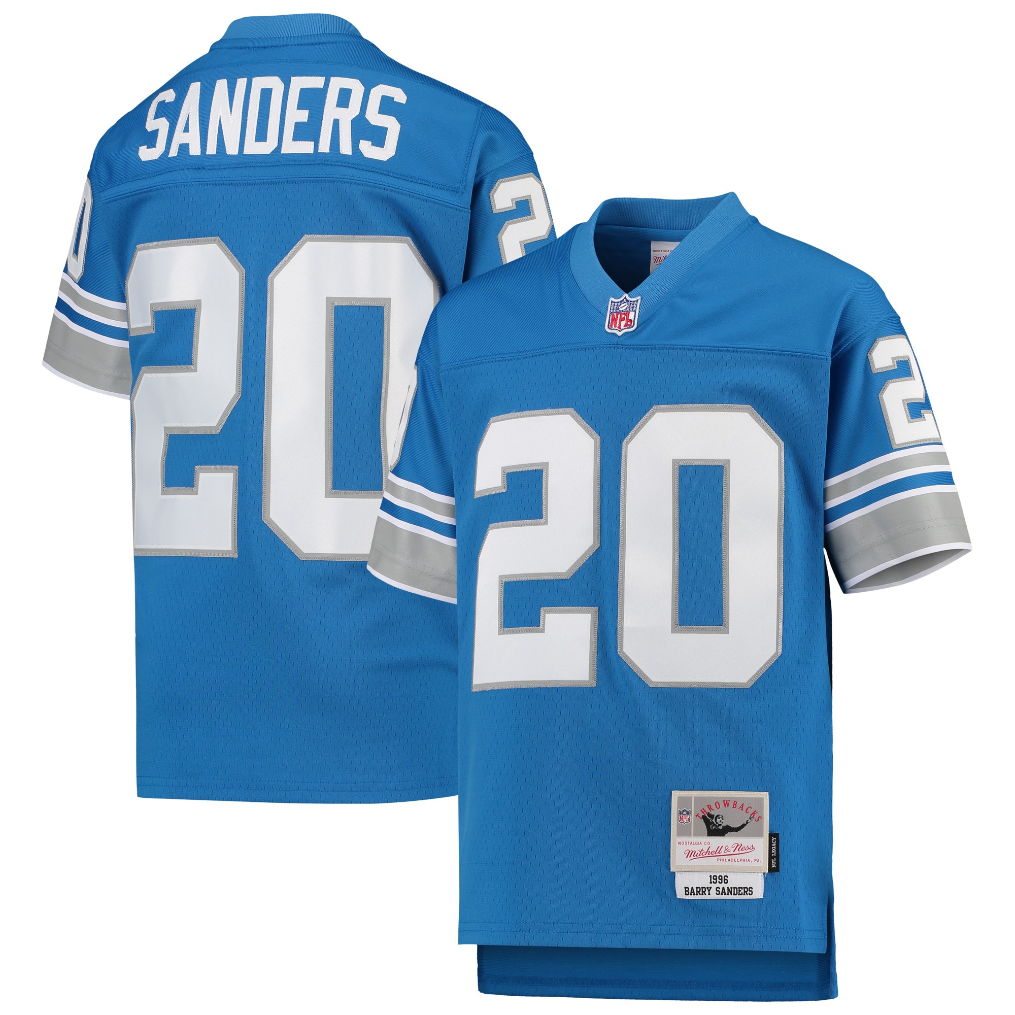 Youth Detroit Lions Barry Sanders Mitchell & Ness Blue 1996 Legacy Retired Player Jersey