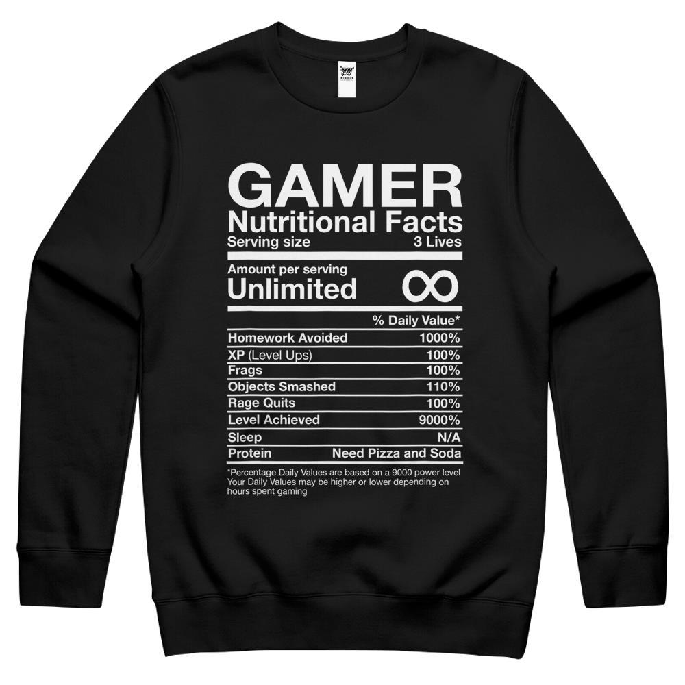 Nutritional Facts Shirt, Gamer Nutrition Facts Shirt, Gamer Nutrition Funny Thanksgiving Shirt Crewneck Sweatshirt