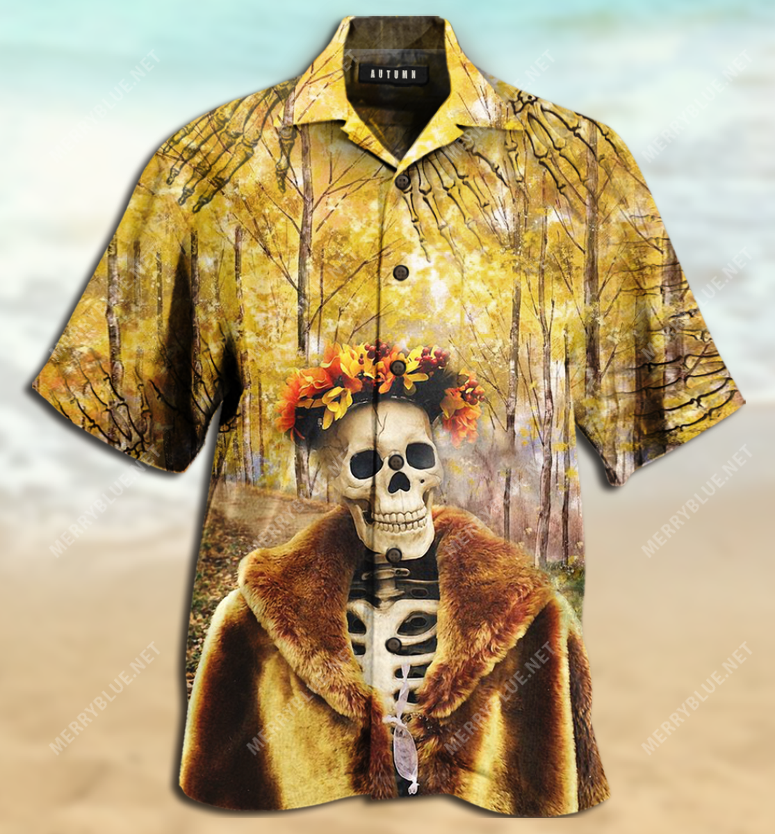 Amazing Skeleton in Autumn Unisex Hawaiian Shirt