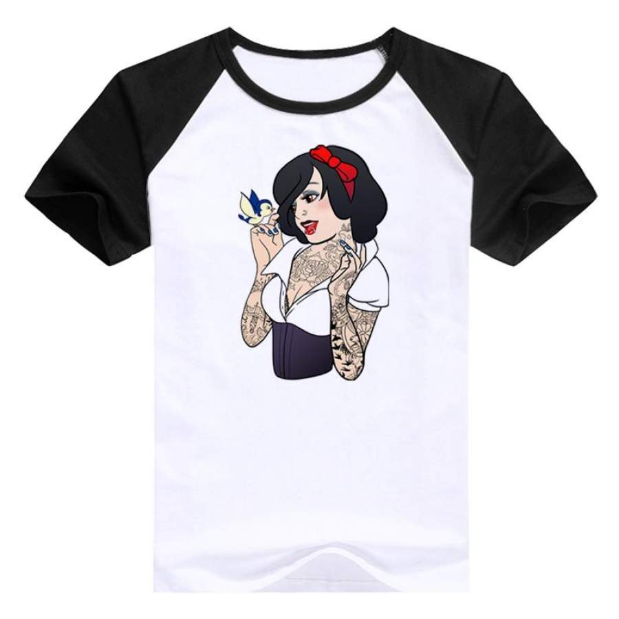 Bad girls Alice / Snow White / The Little Mermaid princess t shirt Cotton Casual Shirt Top Tee Big Size summer t-shirt women