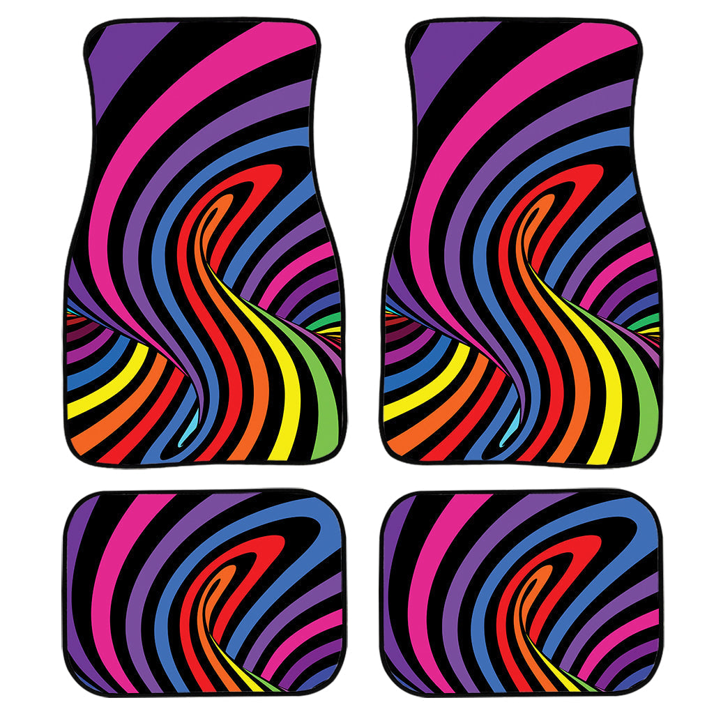 Rainbow Torus Psychedelic Print Front And Back Car Floor Mats, Front Car Mat