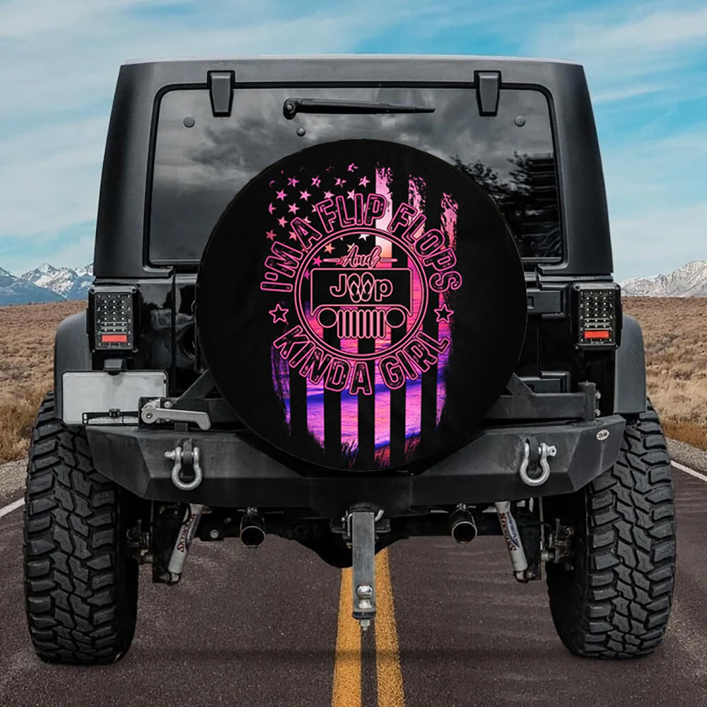 I’M A Flip Flop Kinda Girl & Je*P Sunset Spare Tire Cover #Kv