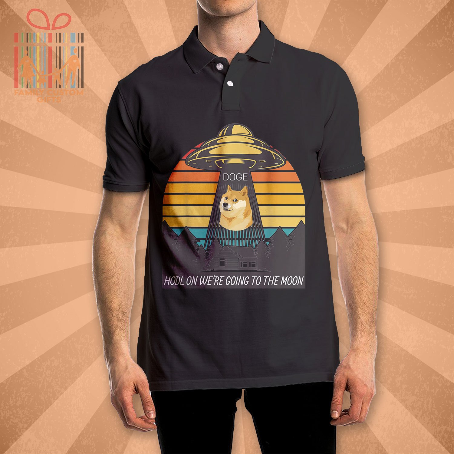 Shirtless Style To The Moon Dogecoin Crypto Meme Ufo Doge Polo Shirts For Men