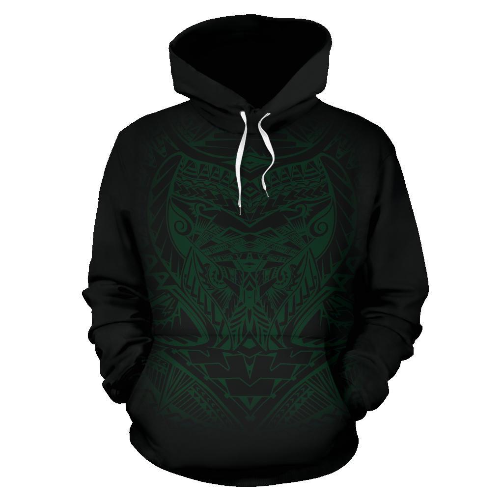 Polynesian ll Over Custom Personalised Hoodie – Green Turtle Tribal Pattern – BN12