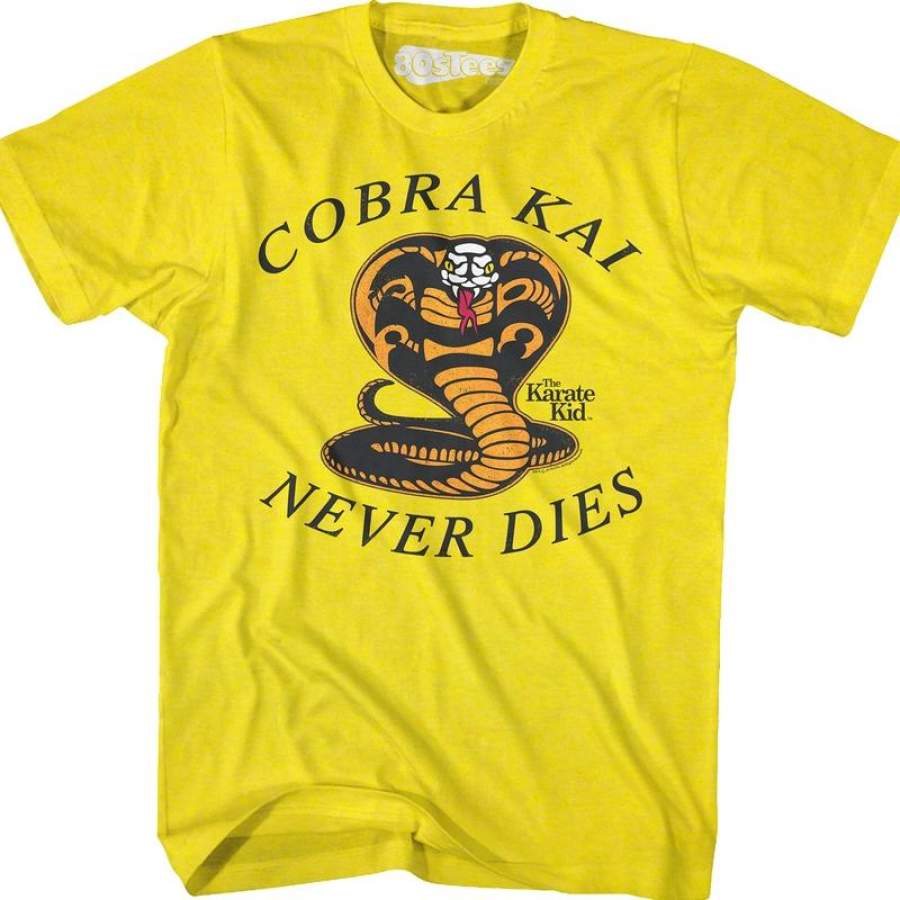 Yellow Cobra Kai Never Dies Karate Kid T-Shirt