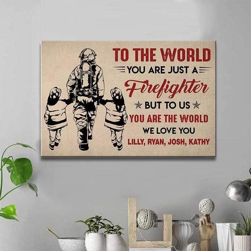 [Personalized Name] To Our Firefighter Dad Vintage – Gift For Father’S Day From Son, Home Decor, Best Gift Idea – Canvas Print