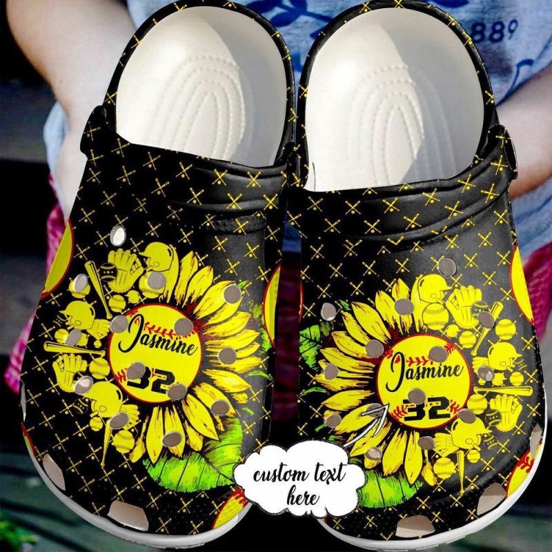 Softball Personalized Sunflower Love 102 Gift For Lover Rubber clog Shoes Comfy Footwear