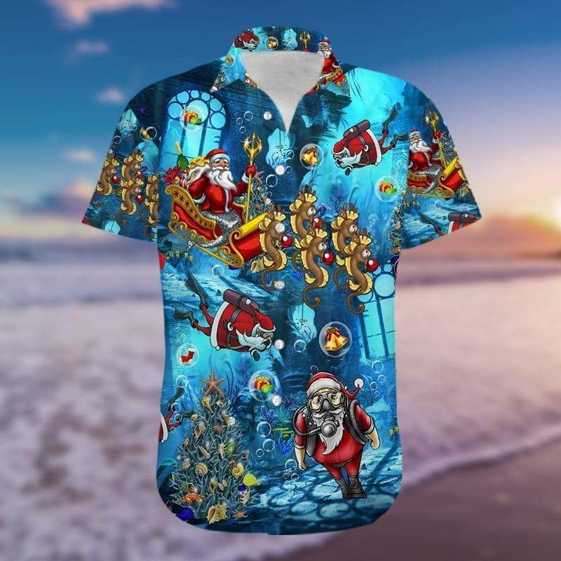 Check Out This Awesome Hawaii Aloha Shirts Santa Claus Explore The Sea Christmas Ha5699