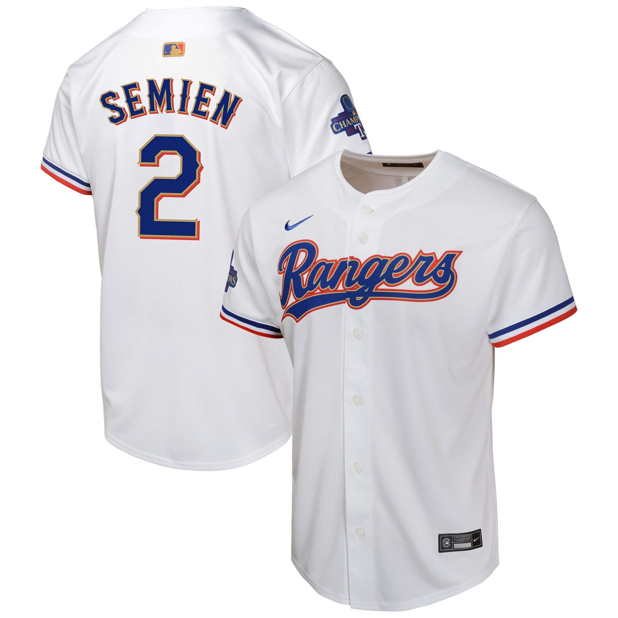 Marcus Semien Texas Rangers Youth 2024 Gold Collection Limited Player Jersey  White