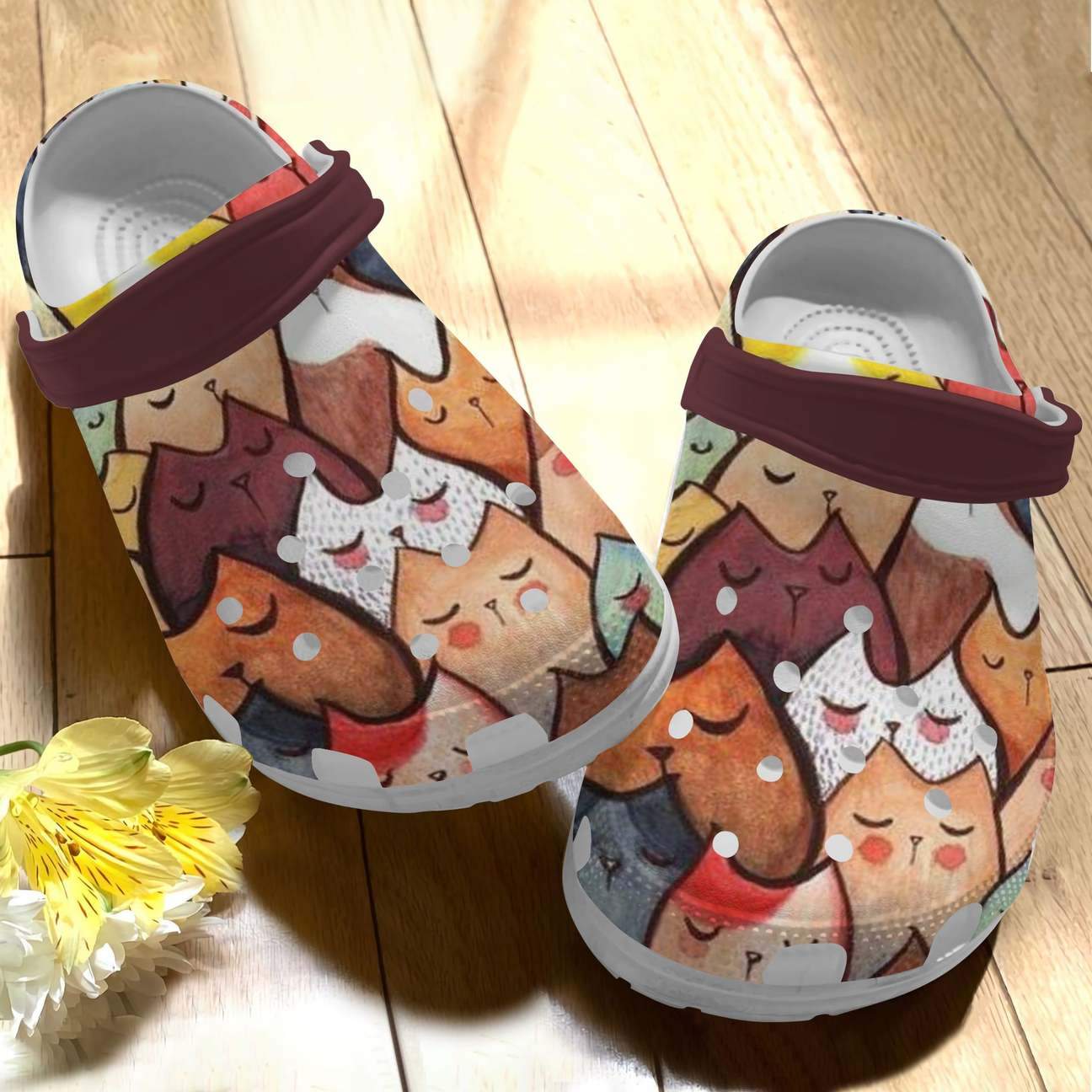 Cat Personalized Clog, Custom Name, Text Cute Sleeping Cats, Fashion Style For Women, Men, Kid, Print 3D