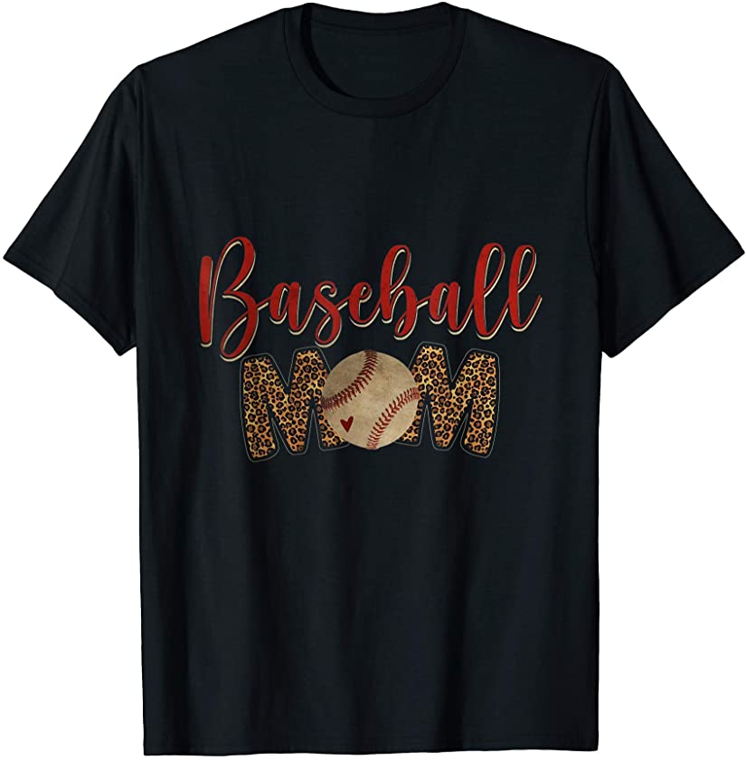 Softball Mother’s Day Shirt Baseball Mom Leopard Gifts Women T-Shirt