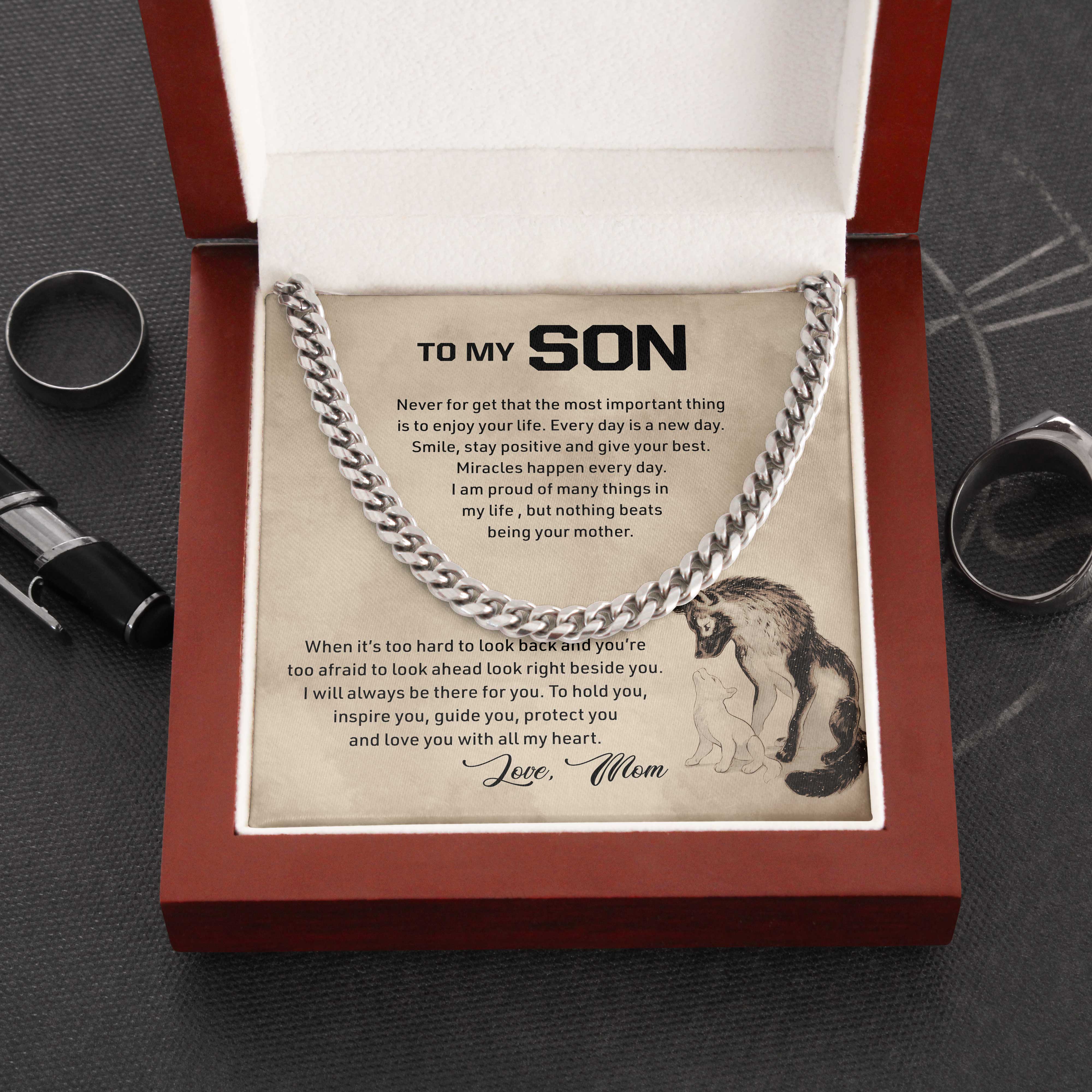 To My Son – I Will Always Be There For You – Cuban Link Chain Necklace