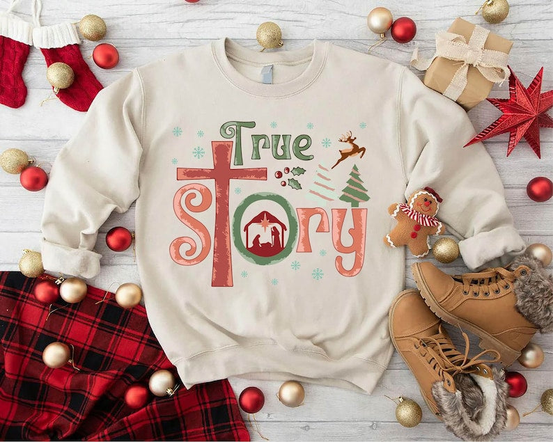 Nativity Scene Christmas Sweatshirt 2D Crewneck Sweatshirt All Over Print Sweatshirt For Women Sweatshirt For Men Sws5097