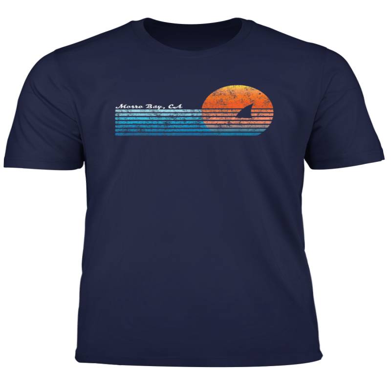 Vintage Morro Bay Ca Retro 80S Shark Fin Sunset T Shirt