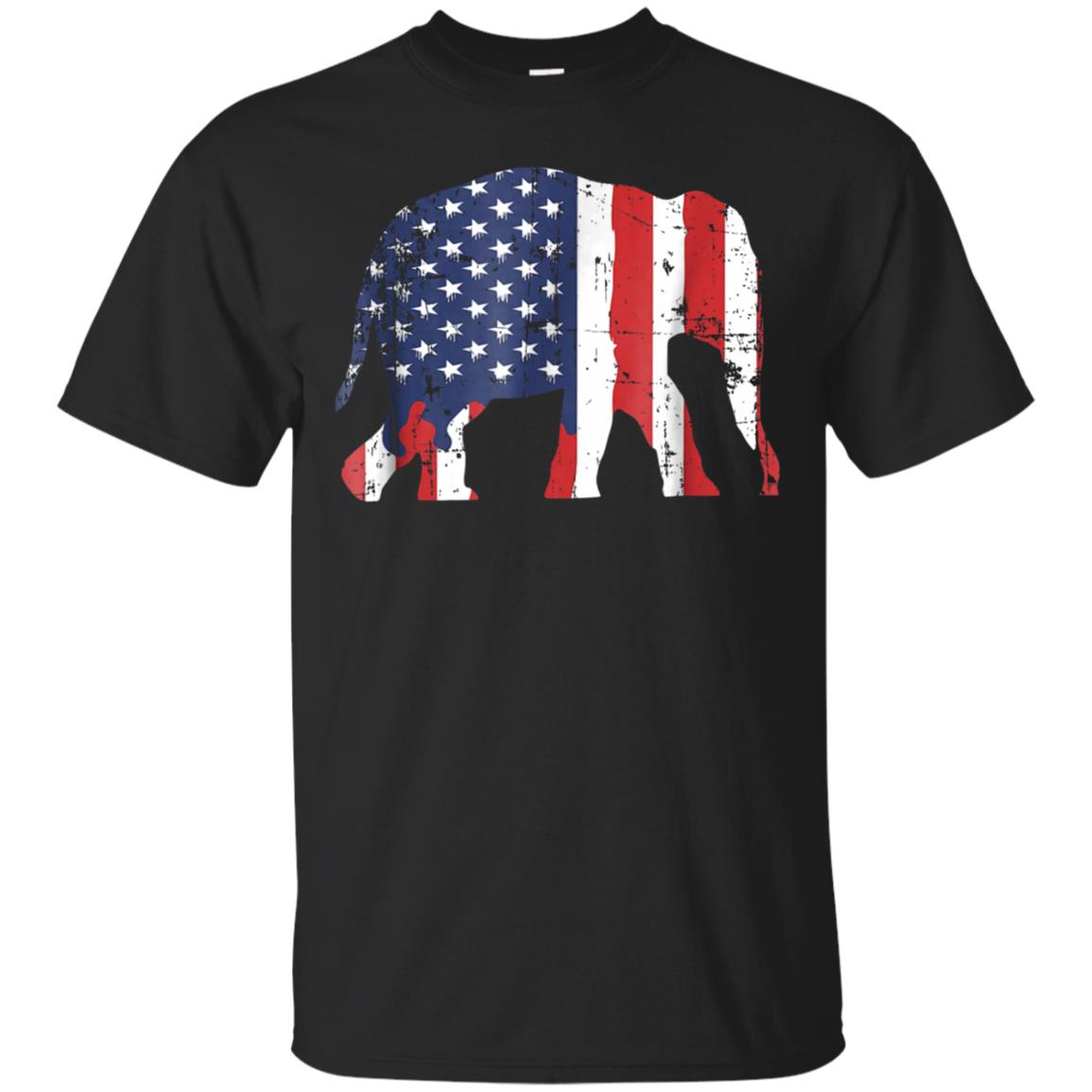 Vintage Look American Flag Elephant T-Shirt