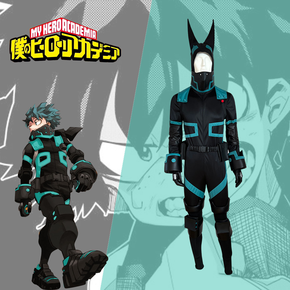 My Hero Academia Hero Season 4 Midoriya Izuku Cosplay Battle Suit Wig World Hero Mission Jumpsuit Anime MHA Uniform Green Hair alx X My Hero Academia Collection