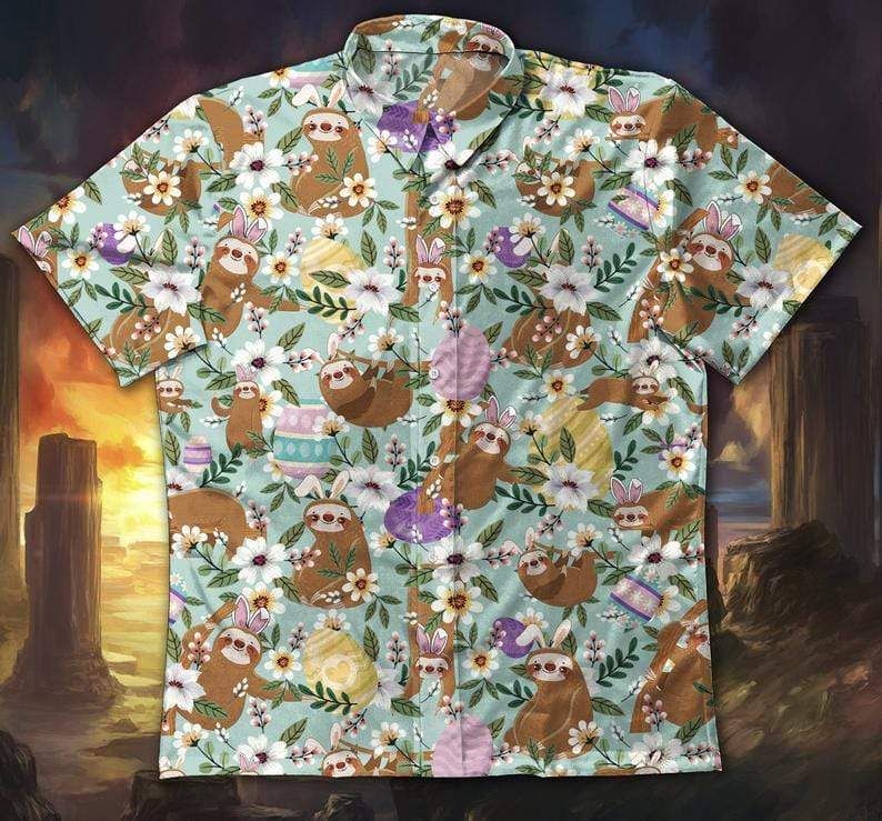 Happy Easter Sloth 2021 Hawaii Aloha Shirts Ha49603