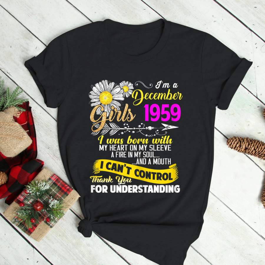 Womens I’m a December Girl 1959 61 Years Old Sunshine Birthday T-Shirt