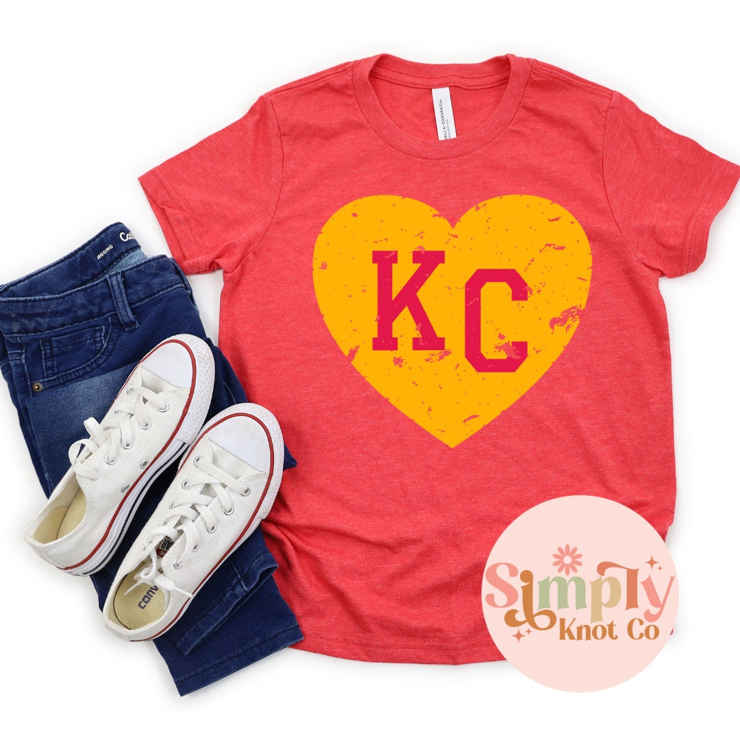 Kids Kansas City Tshirt, KC Heart, Youth Kansas City Shirt, Toddler Kansas City Football Shirt, Kansas City Crewneck, KC Football Tee