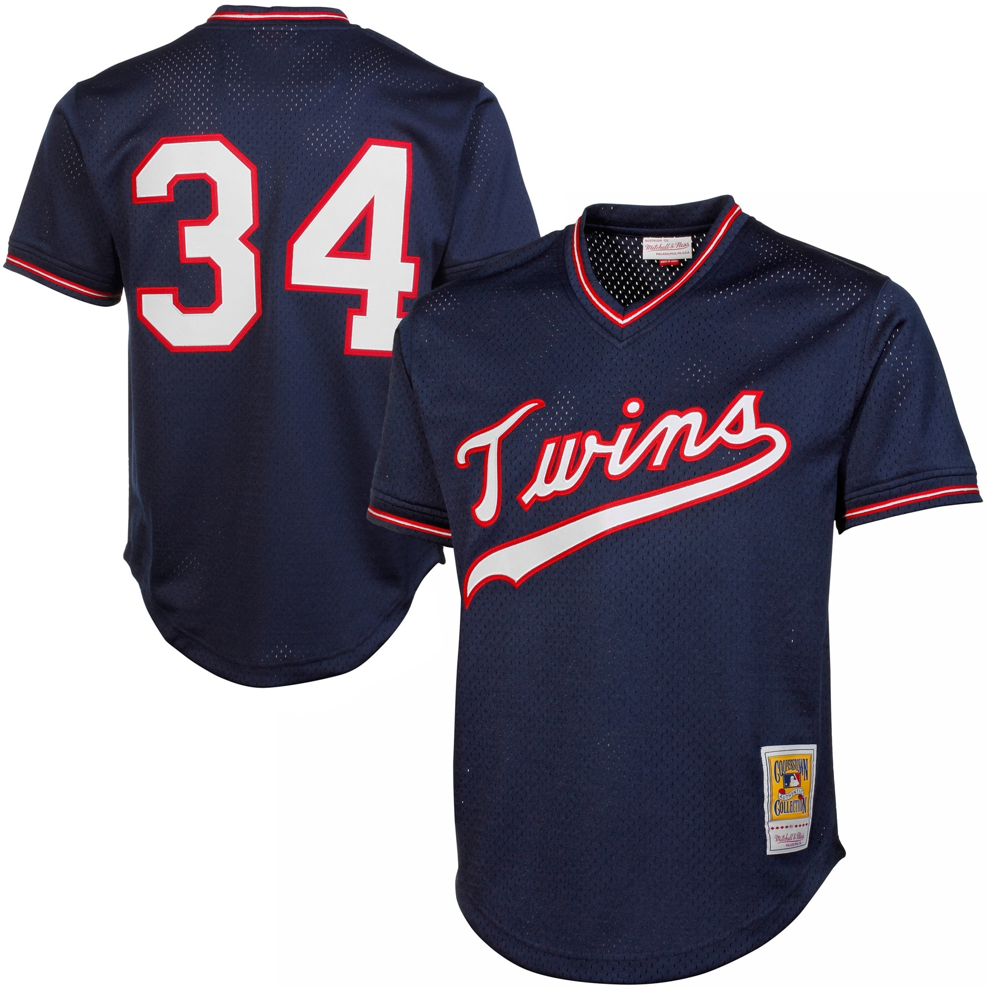 Men’s Minnesota Twins Kirby Puckett Mitchell & Ness Navy 1985 Authentic Cooperstown Collection Mesh Batting Practice Jersey