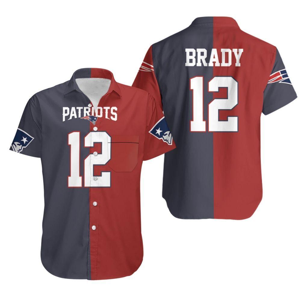 Beach Shirt New England Patriots Tom Bradynavy Red Two Tone Jersey Inspired Hawaiian Shirt