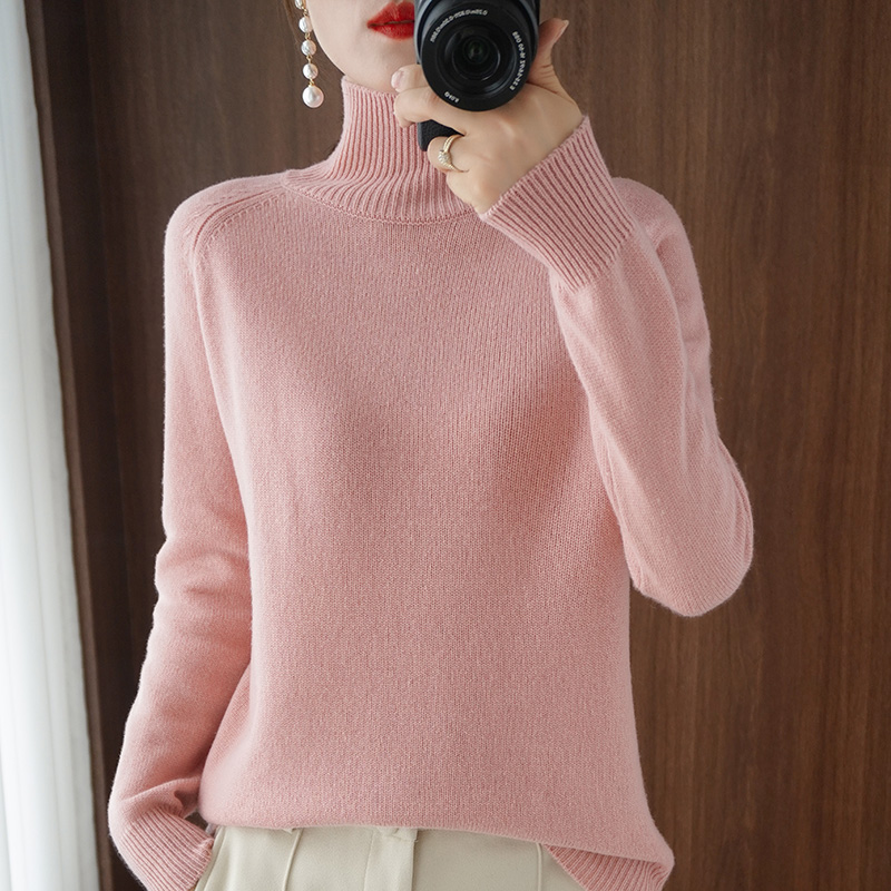 Autumn and winter new women’s high neck cashmere wool sweater loose knit pullover women casual bottoming pullover sweater alx