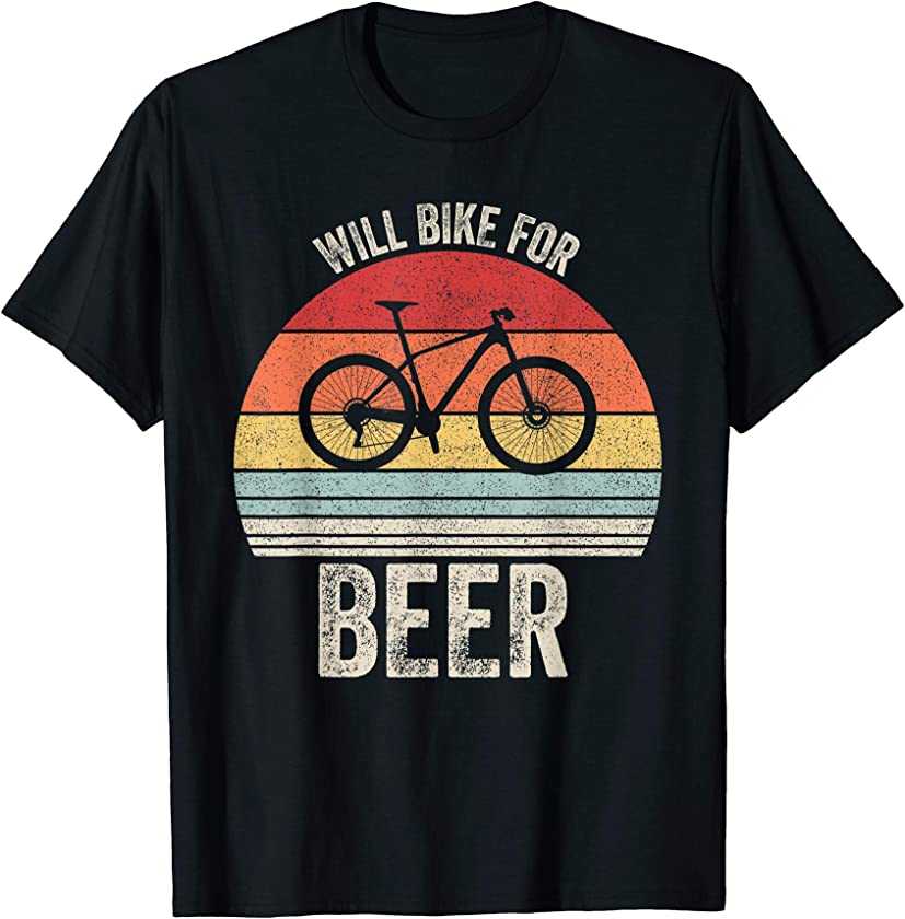 Vintage Retro Will Bike For Beer Shirt Bike Lovers Biking T-Shirt