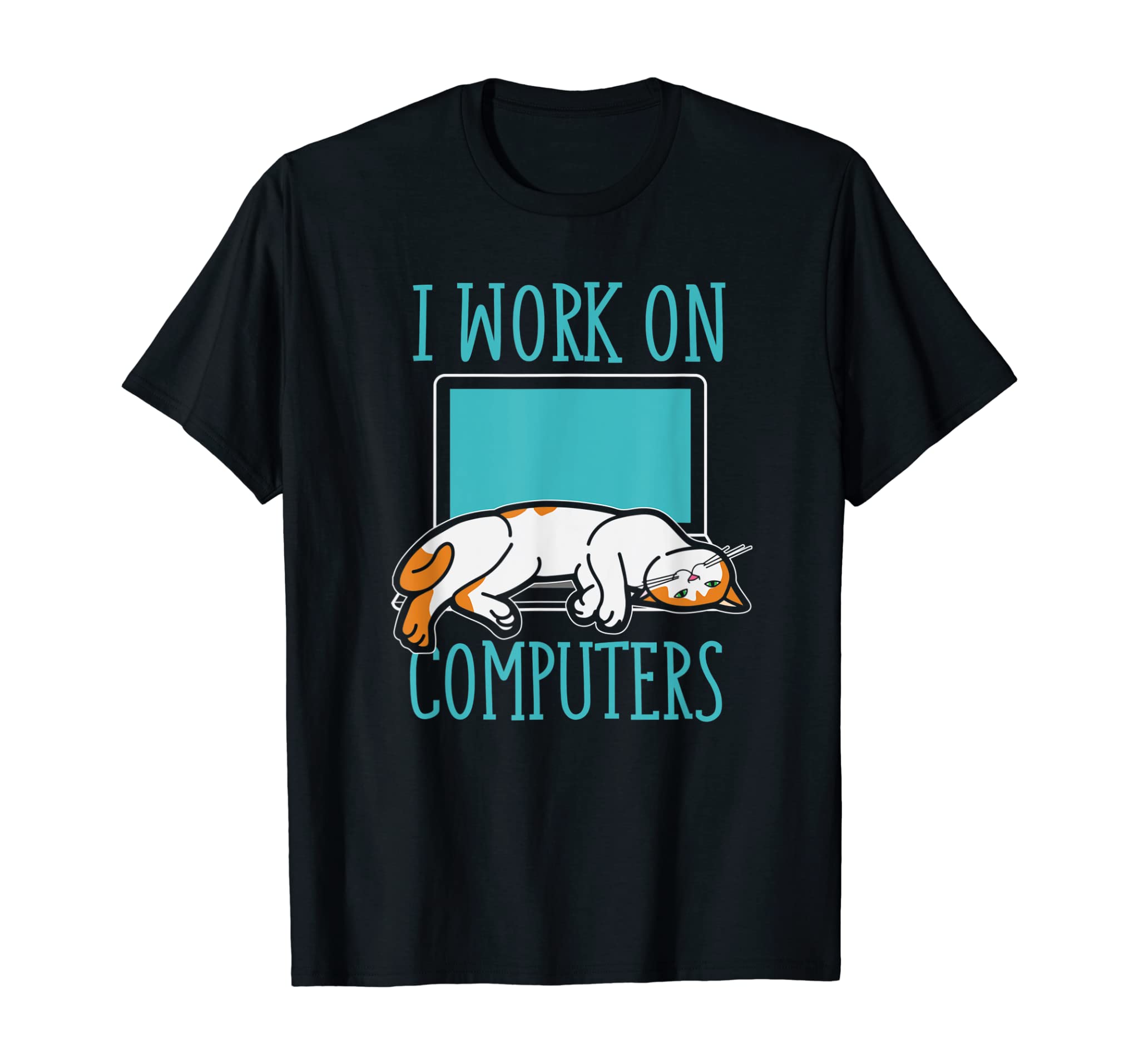 Funny Cats and Computers Laptop tshirts for pet lovers