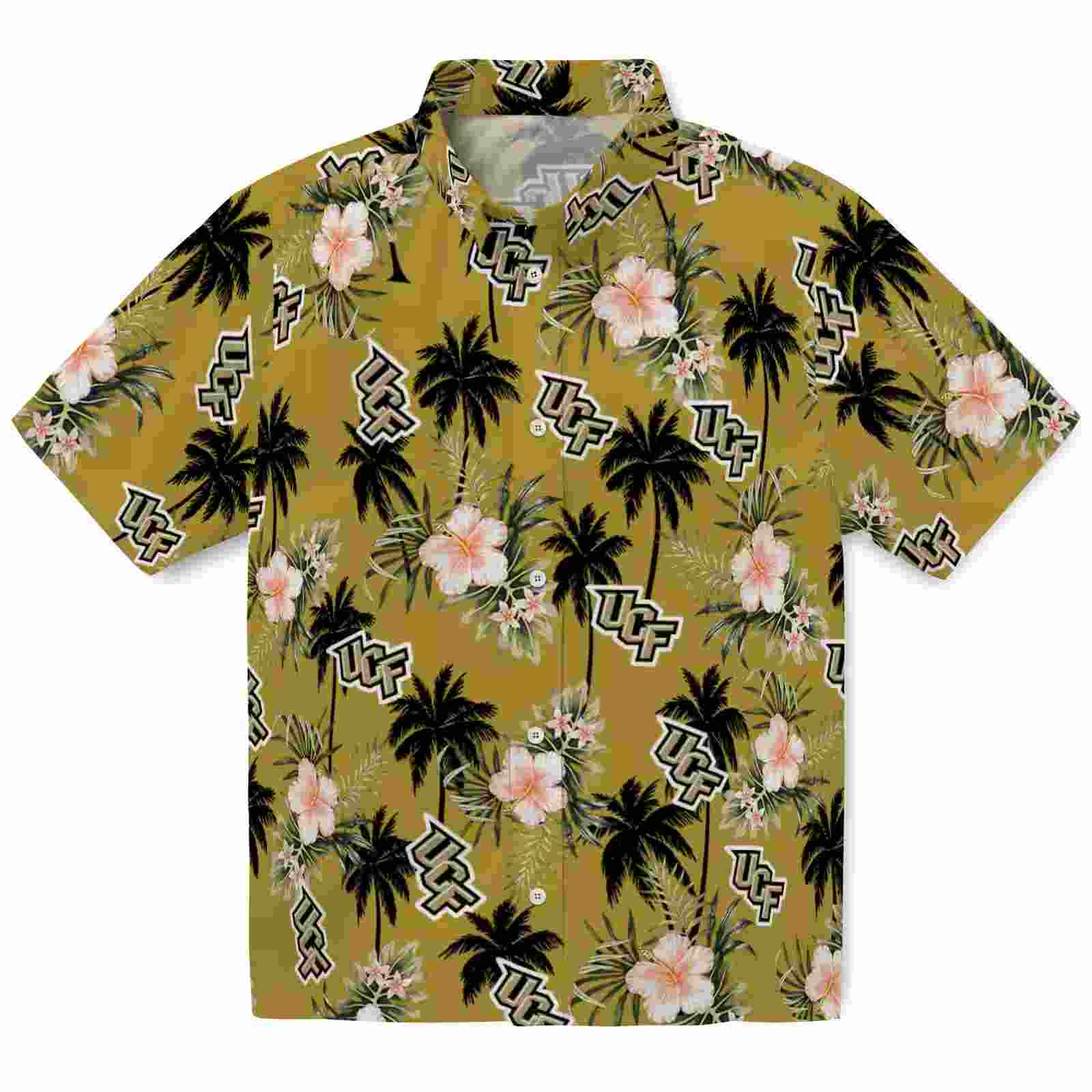 Ucf Knights Palm Tree Flower Gold Hawaiian Shirt