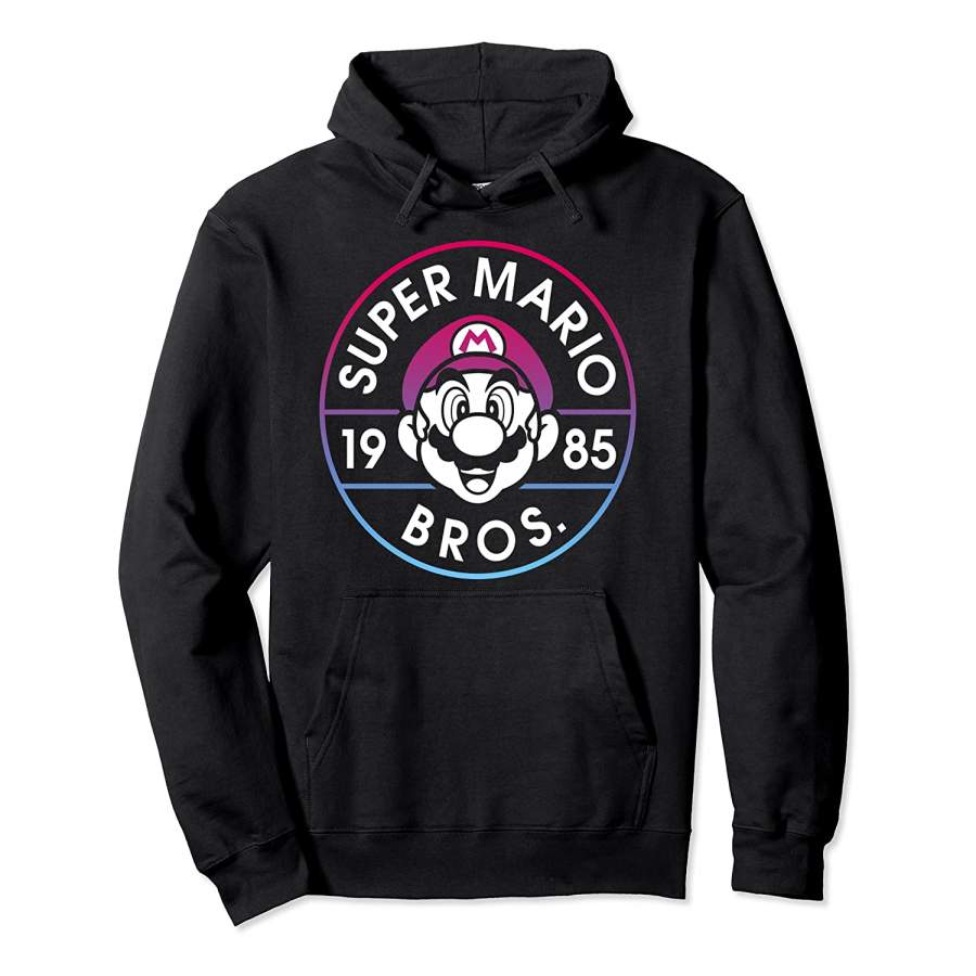 Super Mario Bros 1985 Neon Circle Logo Graphic Hoodie Unisex 3D All Over Print