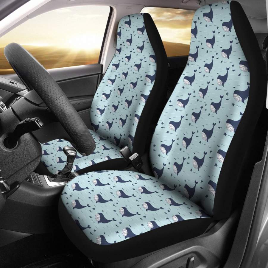 Humpback Whale Print Pattern Universal Fit Car Seat Cover