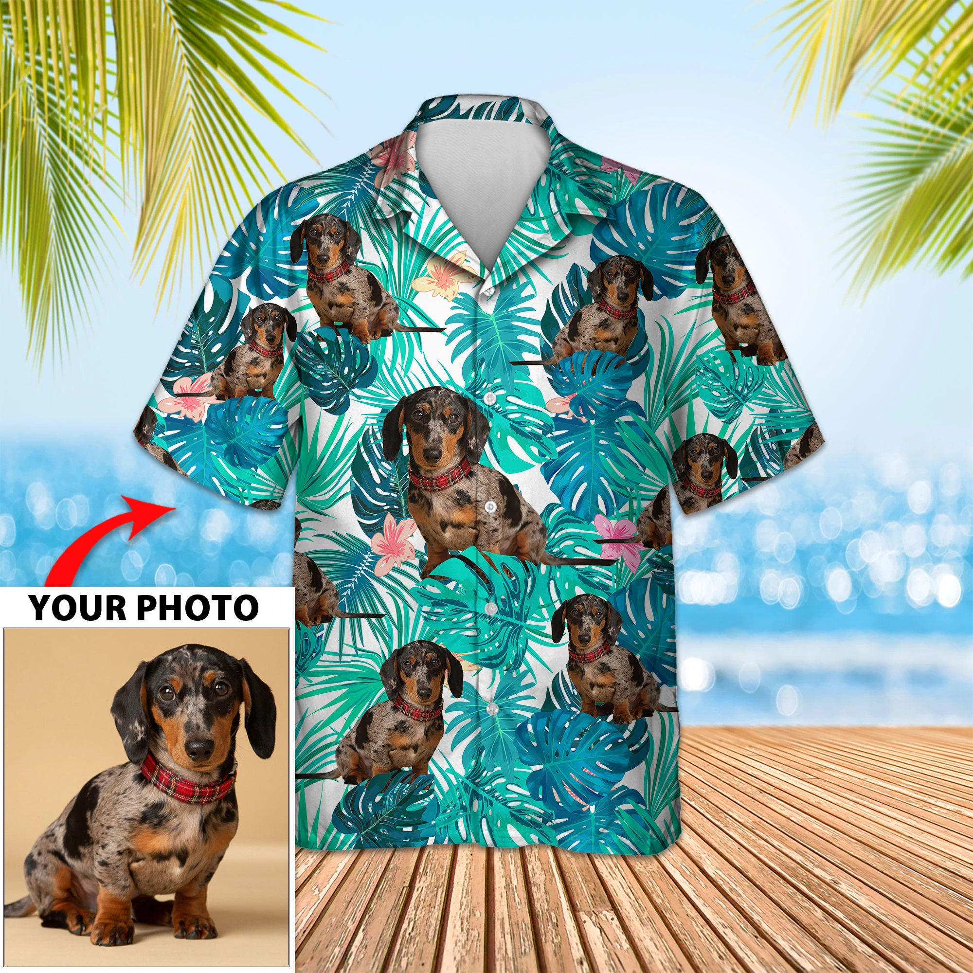 Custom Image Daschund Floral Hawaii Aloha Shirt For Woman Ha8175