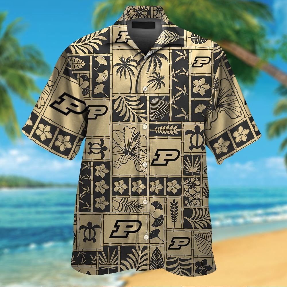 Purdue Boilermakers Short Sleeve Button Up Tropical Hawaiian Shirt Ver02