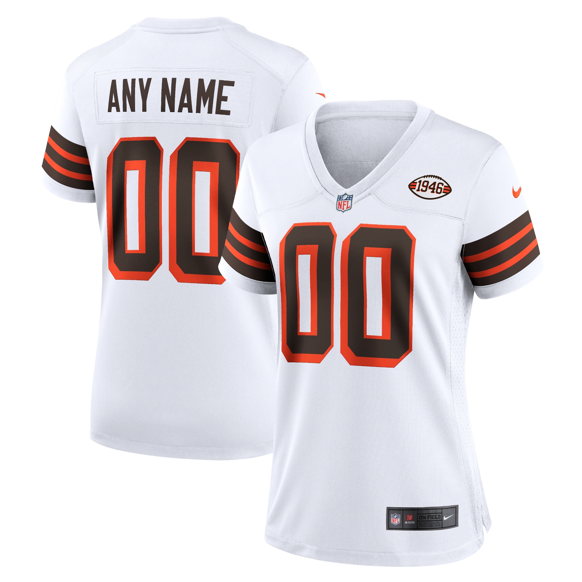 Women’s Cleveland Browns White 1946 Collection Alternate Custom Jersey