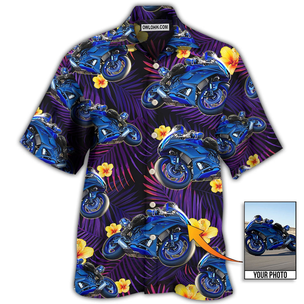 Trooper Motorcycle Tropical Custom Photo – Hawaiian Shirt – Owl Ohh