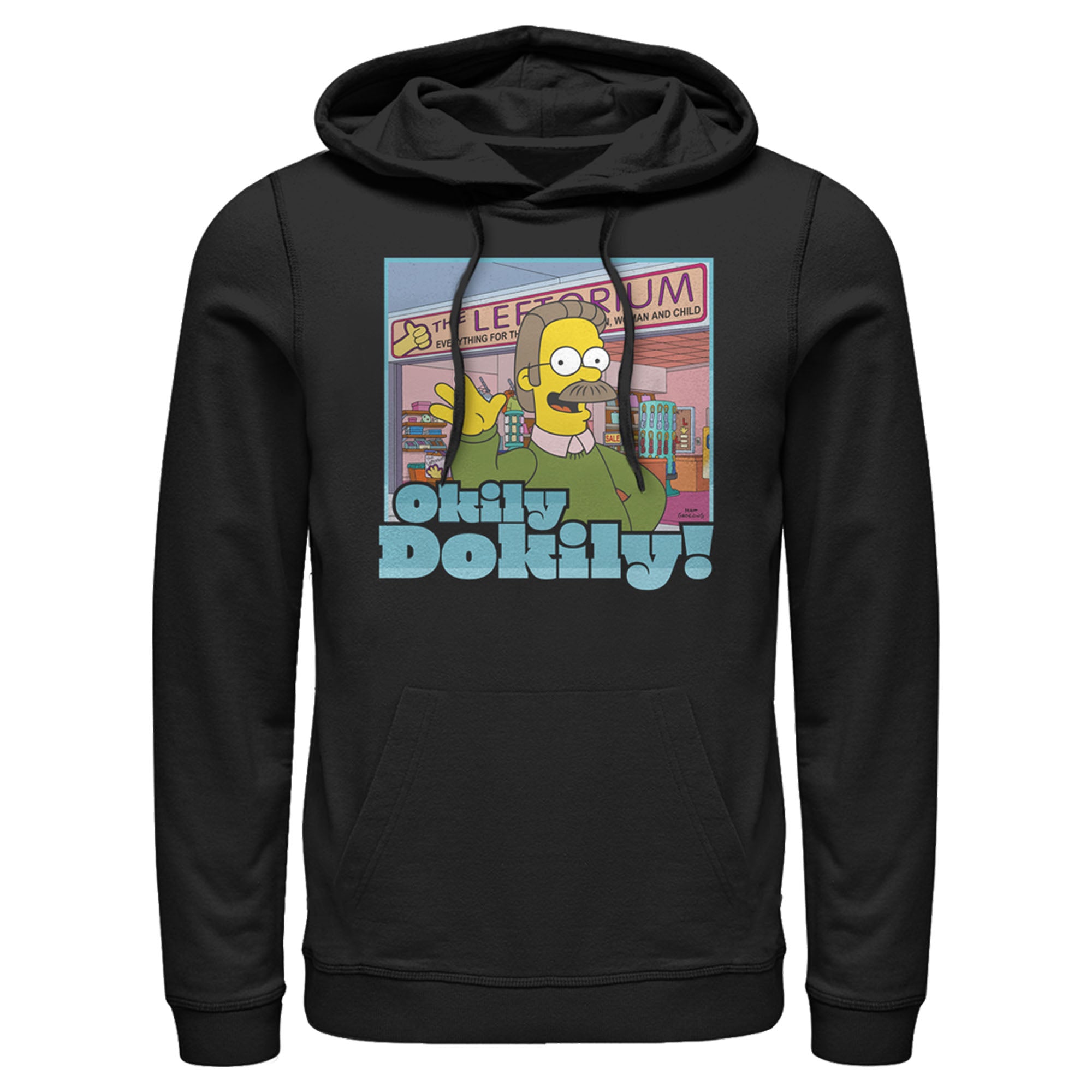 Men’S The Simpsons Ned Flanders Leftorium Okily Dokily Pull Over Hoodie