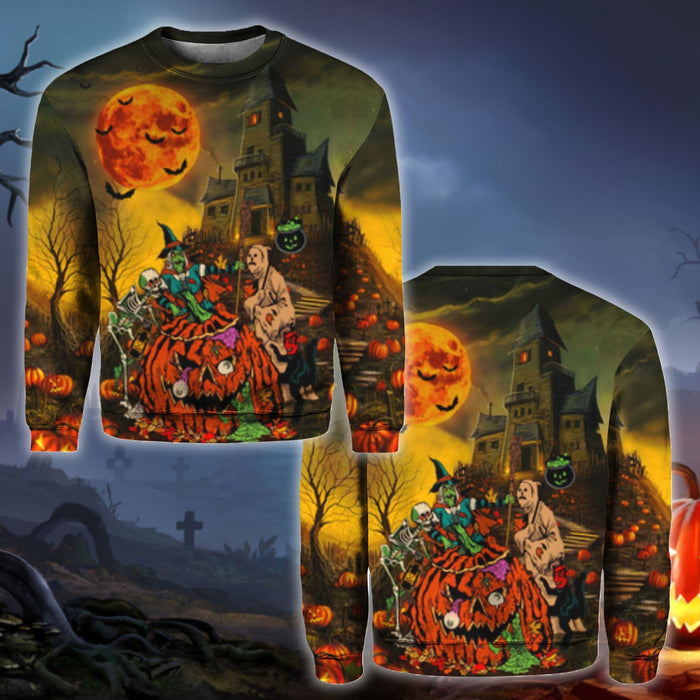 Scary Pumpkin Happy Halloween Crewneck Sweatshirt All Over Print Sweatshirt For Women Sweatshirt For Men