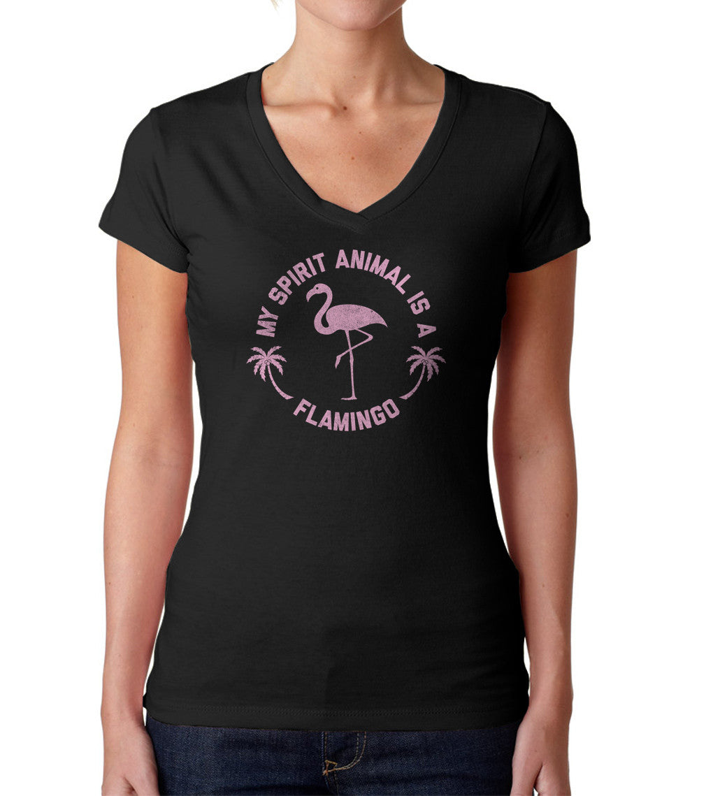 Women’S My Spirit Animal Is A Flamingo Vneck T-Shirt