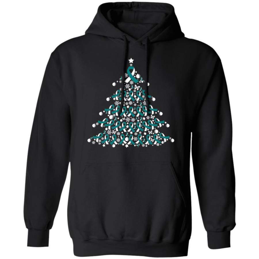 Christmas Hoodie Cervical Cancer Awareness Xmas Tree Hoodie VA12