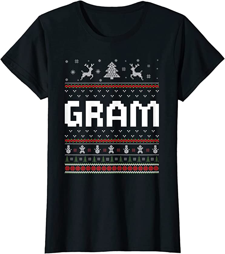 Womens Gram Ugly Holiday Party Matching Ugly Christmas Sweater T-Shirt