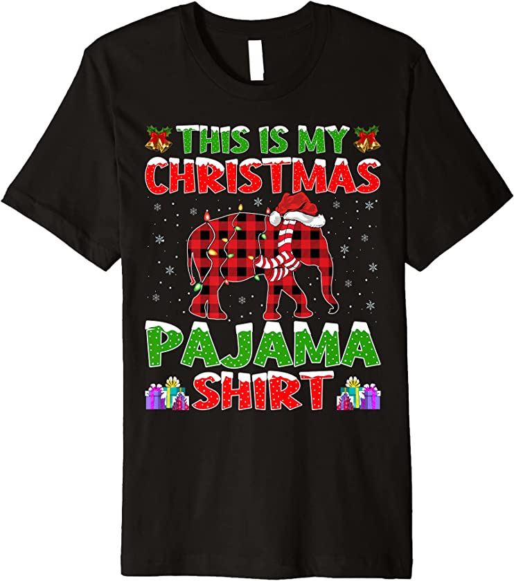 Xmas Santa Hat This Is My Elephant Christmas Pajama Premium T-Shirt