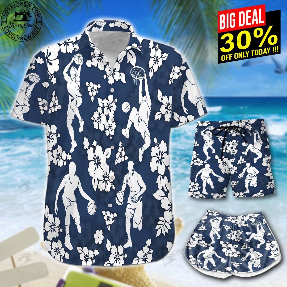 Gifts For Basketball Blue Hawaiian Shirt Shorts Ha3988