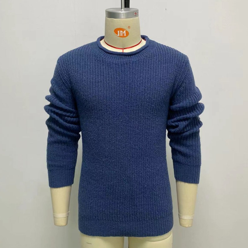 2022 Men’s Sweater Knitted Pullover Autumn Winter New Men Fashion Slim Basic Tops Blue Casual Warm Sweaters Male alx