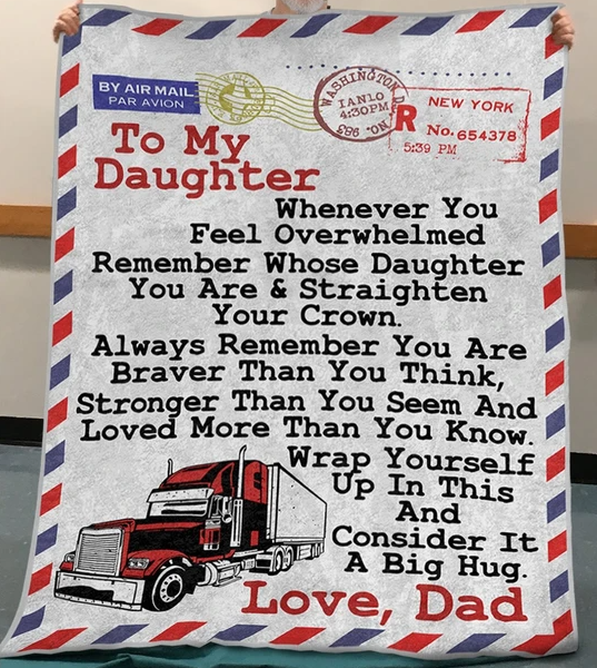 To My Daughter Consider It A Big Hug Air Mail Blanket Gift For Daughter From Trucker Dad Birthday Gift Home Decor Bedding Couch Sofa Soft And Comfy Cozy