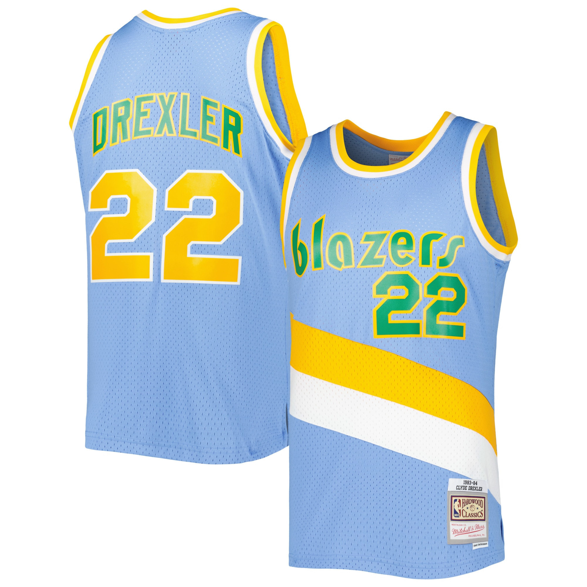 Clyde Drexler Portland Trail Blazers Mitchell & Ness 1983-84 Hardwood Classics Reload 3.0 Swingman Jersey – Light Blue NBA